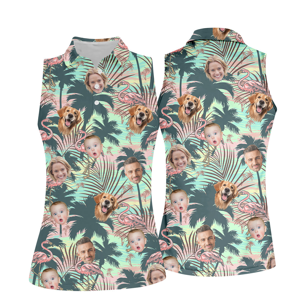 Hawaiian Shirts With Faces, Flamingo Golf Shirt, Custom Team Shirts, Womens Sleeveless Polo, Ladies Golf Shirts