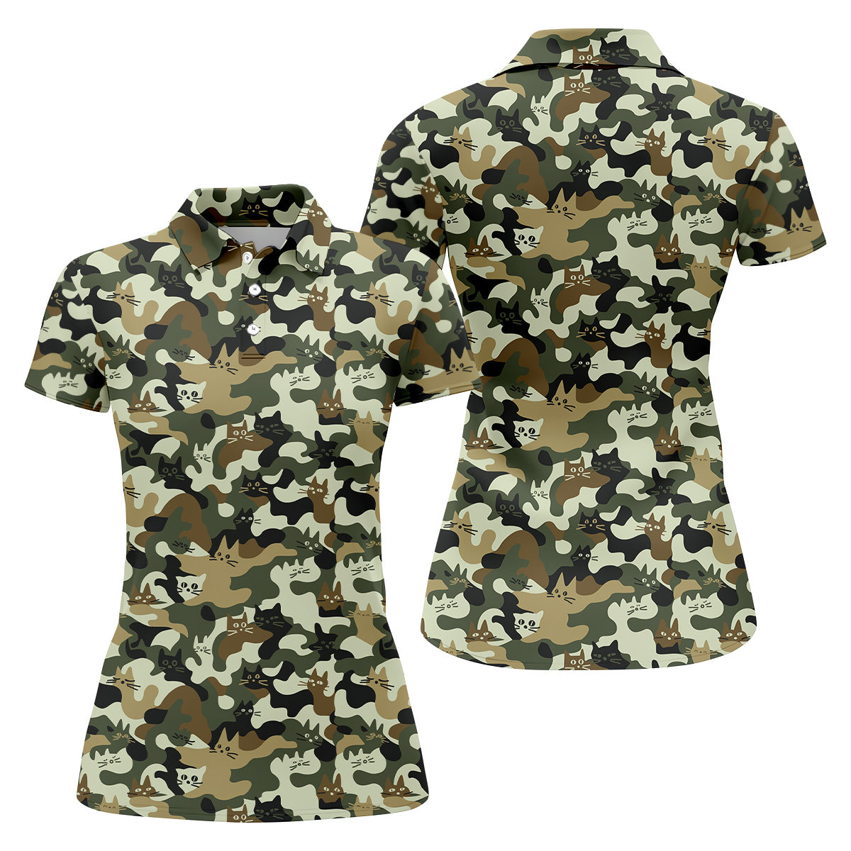 Funny Cat Camo Women Golf Shirt, Cat Golf Shirt, Funny Golf Shirt, Ladies Golf Shirt