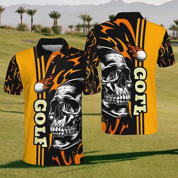 Nightmare Golf Skull Mens Golf Polo ShirtMens Goft Shirt, Gift For Golf Lovers