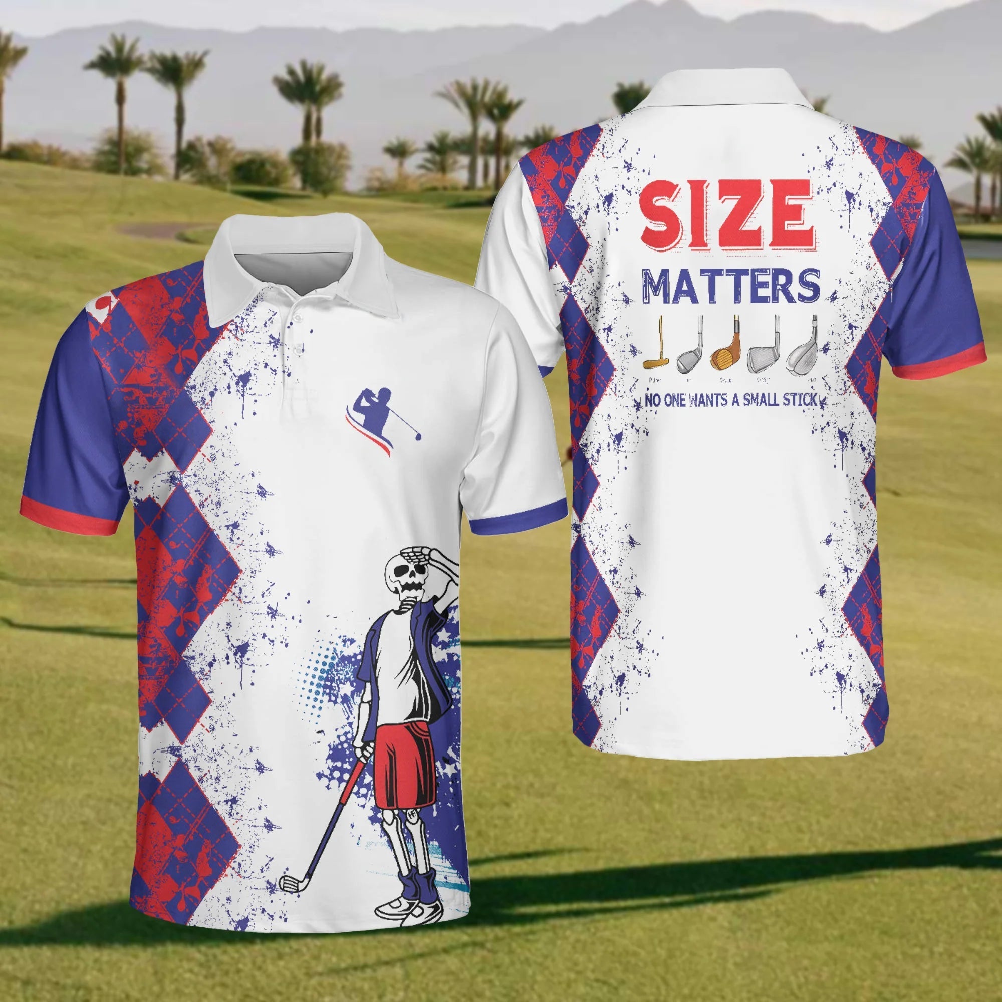 Size Matters No One Wants A Small Stick Mens Golf Polo ShirtMens Golf Gift, Funny Golf Shirt