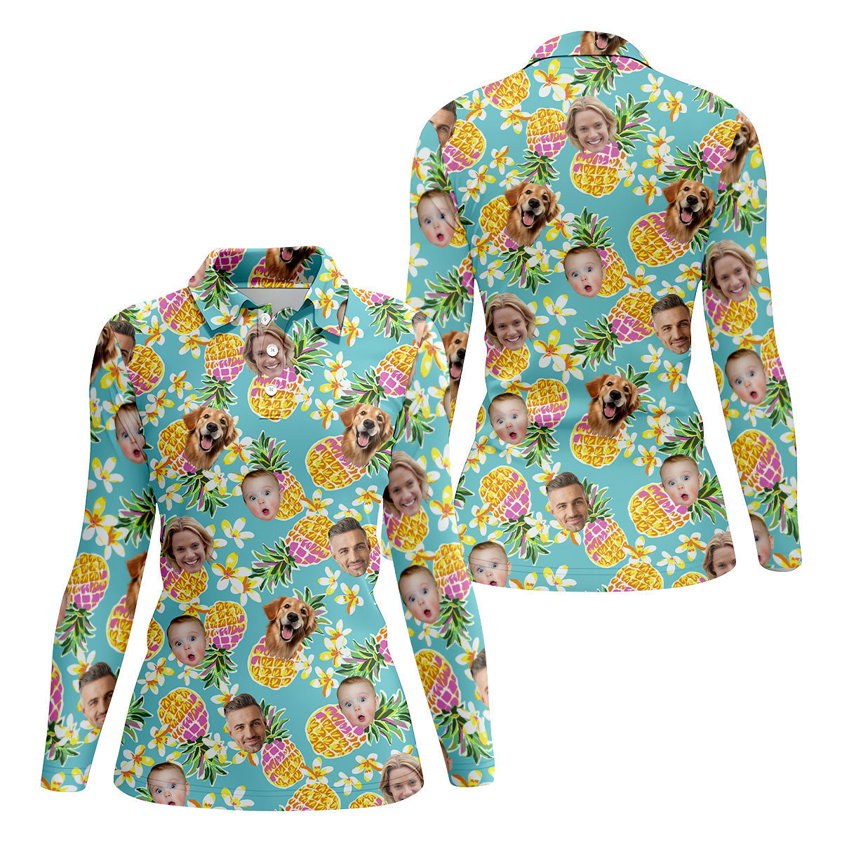 Pineapple Golf Shirts, Floral Shirt Women, Hawaiian Shirts With Faces, Womens Sleeveless Polo