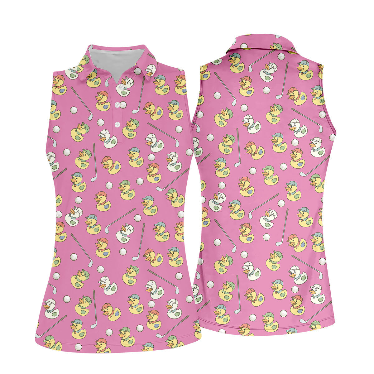 Funny Duck Golf Polo ShirtLadies Sleeveless Tops, Ladies Golf Shirts, Golfing Apparel