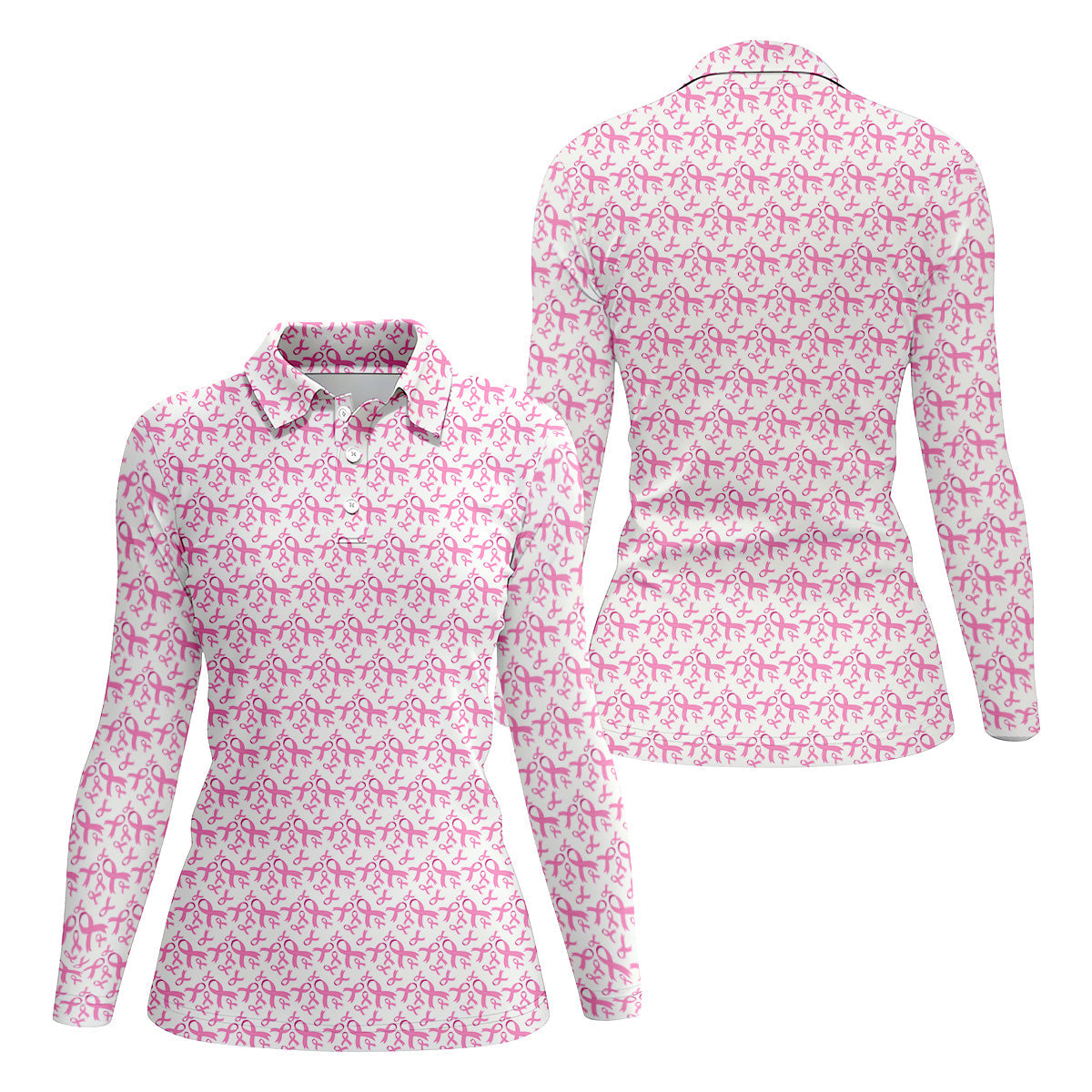 Pink Ribbon Breast Cancer Women Golf Shirt, Breast Cancer Awareness Shirt, Golf Gifts For Women,