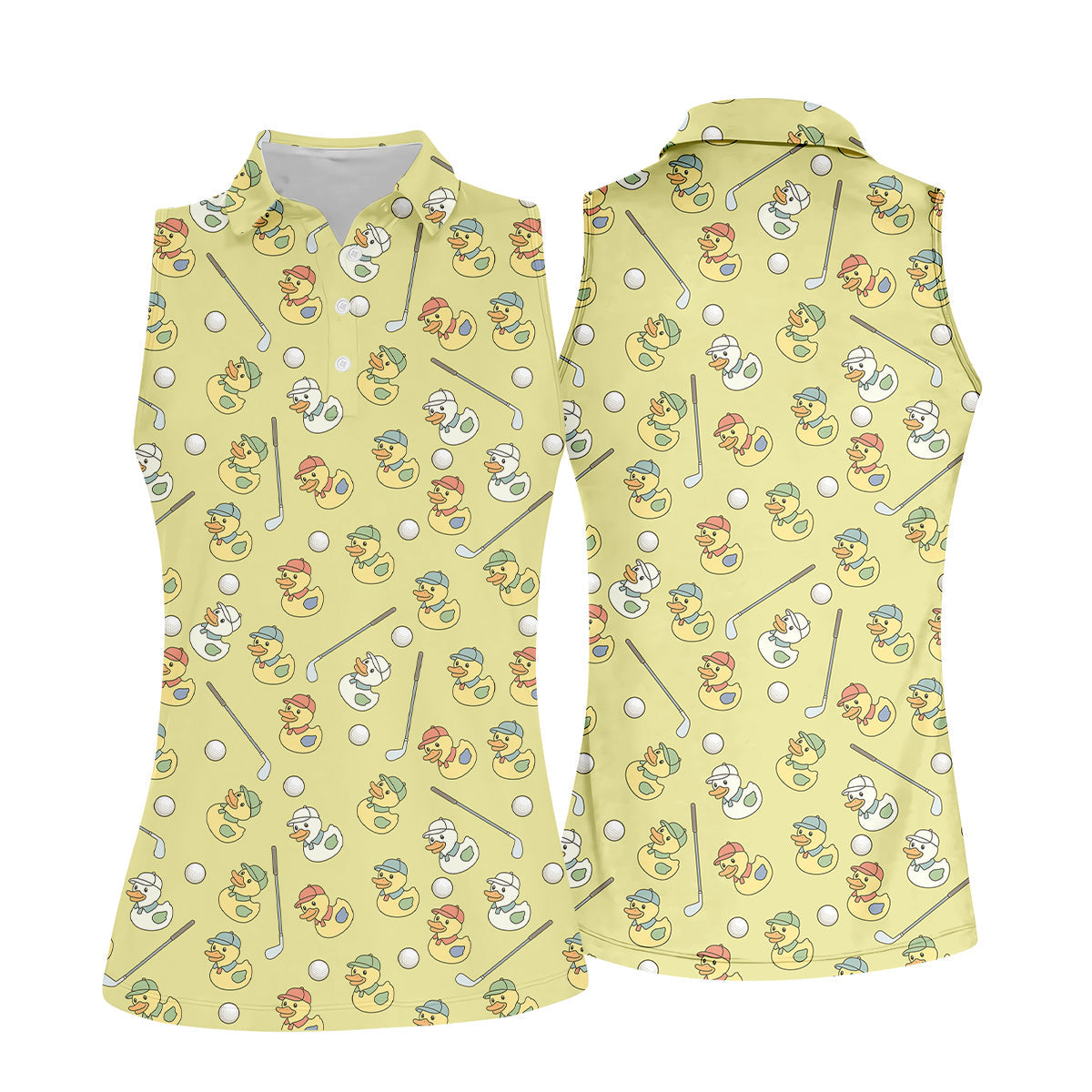 Rubber Duck Women Golf Top, Ladies Sleeveless Polo, Ladies Golf Shirts, Golfing Apparel