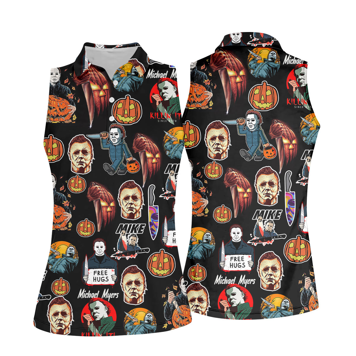 Michael Myers Halloween Women Golf Shirt, Classic Horror Characters Ladies Golf Polos, Horror Movie Shirt