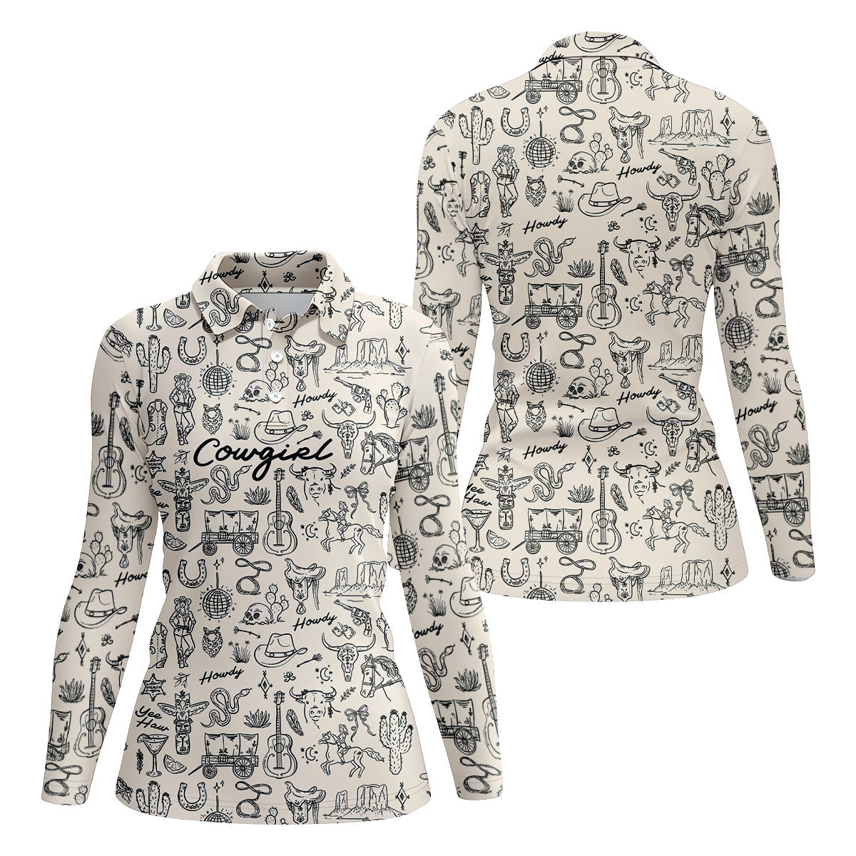 Cowgirl Western Golf Shirt, Womens Golf Shirts, Ladies Golf Shirts, Golfing Apparel