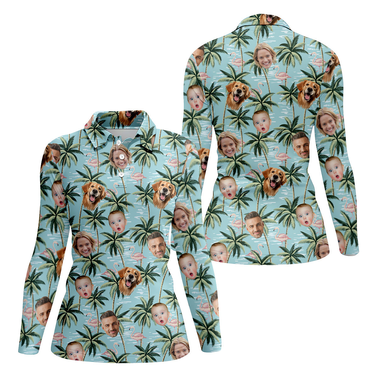 Pink Flamingo Hawaiian Shirt, Custom Team Shirt, Green Polo ShirtSleeveless Womens Golf Shirts, Ladies Golf Shirts
