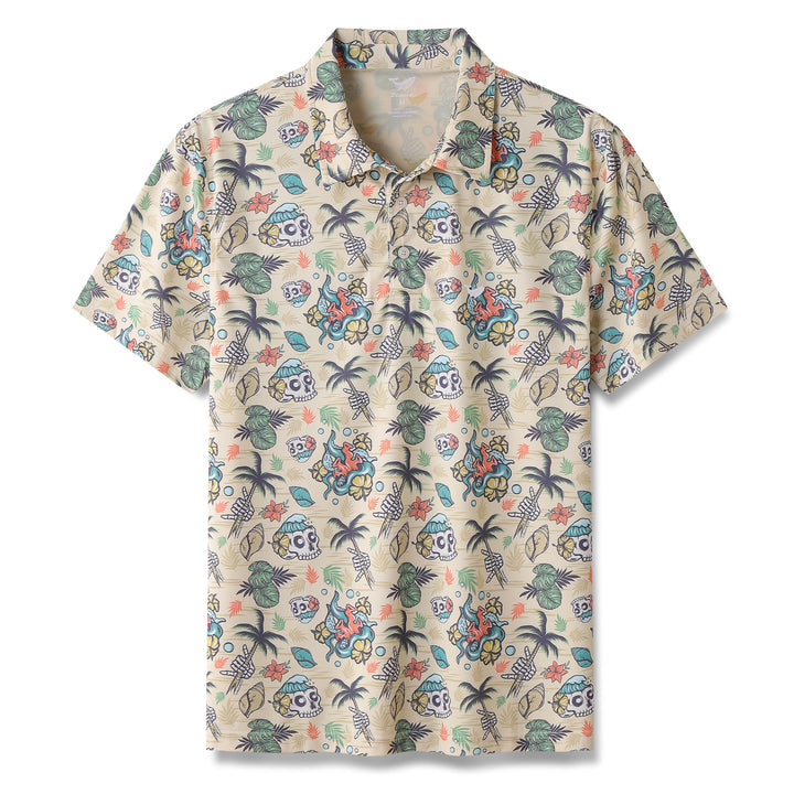 Tropical Wilderness Skull Men's Golf Polo ShirtSkull Golf Shirt, Gift For Golfers