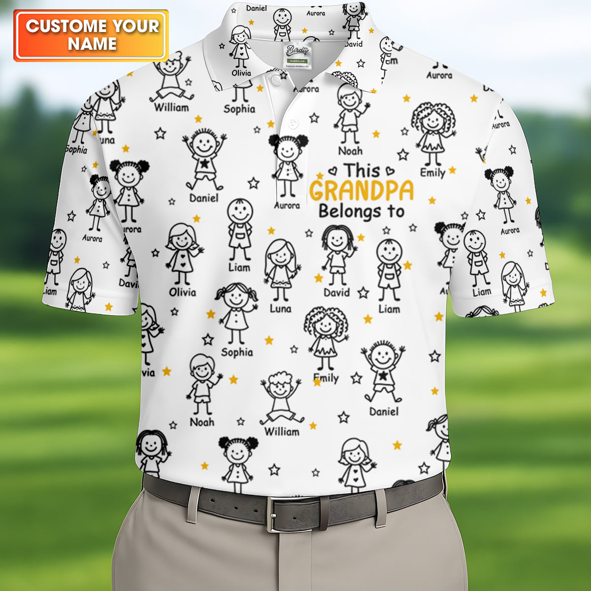 This Grandpa Dad Belongs To Kids Pet White Golf Shirt, Polo ShirtFor Men, Golf Gift For Men
