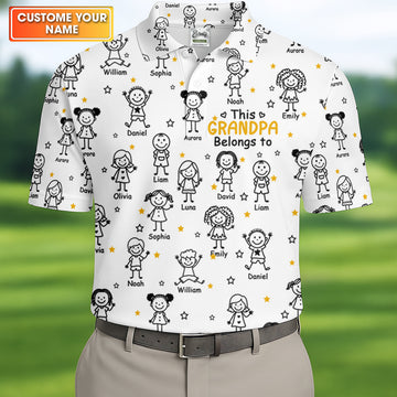 This Grandpa Dad Belongs To Kids Pet White Golf Shirt, Polo ShirtFor Men, Golf Gift For Men