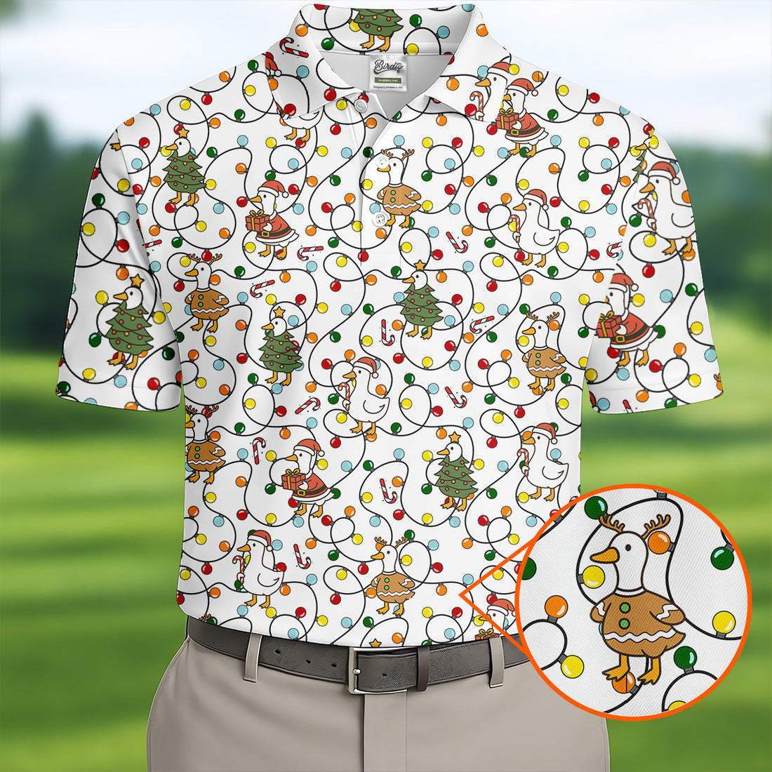 Funny Duck Merry Xmas White Golf Shirts, Gifts For Golf Lovers, Polo ShirtFor Men, Golfing Apparel