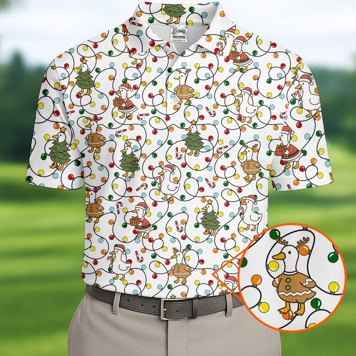 Funny Duck Merry Xmas White Golf Shirts, Gifts For Golf Lovers, Polo ShirtFor Men, Golfing Apparel