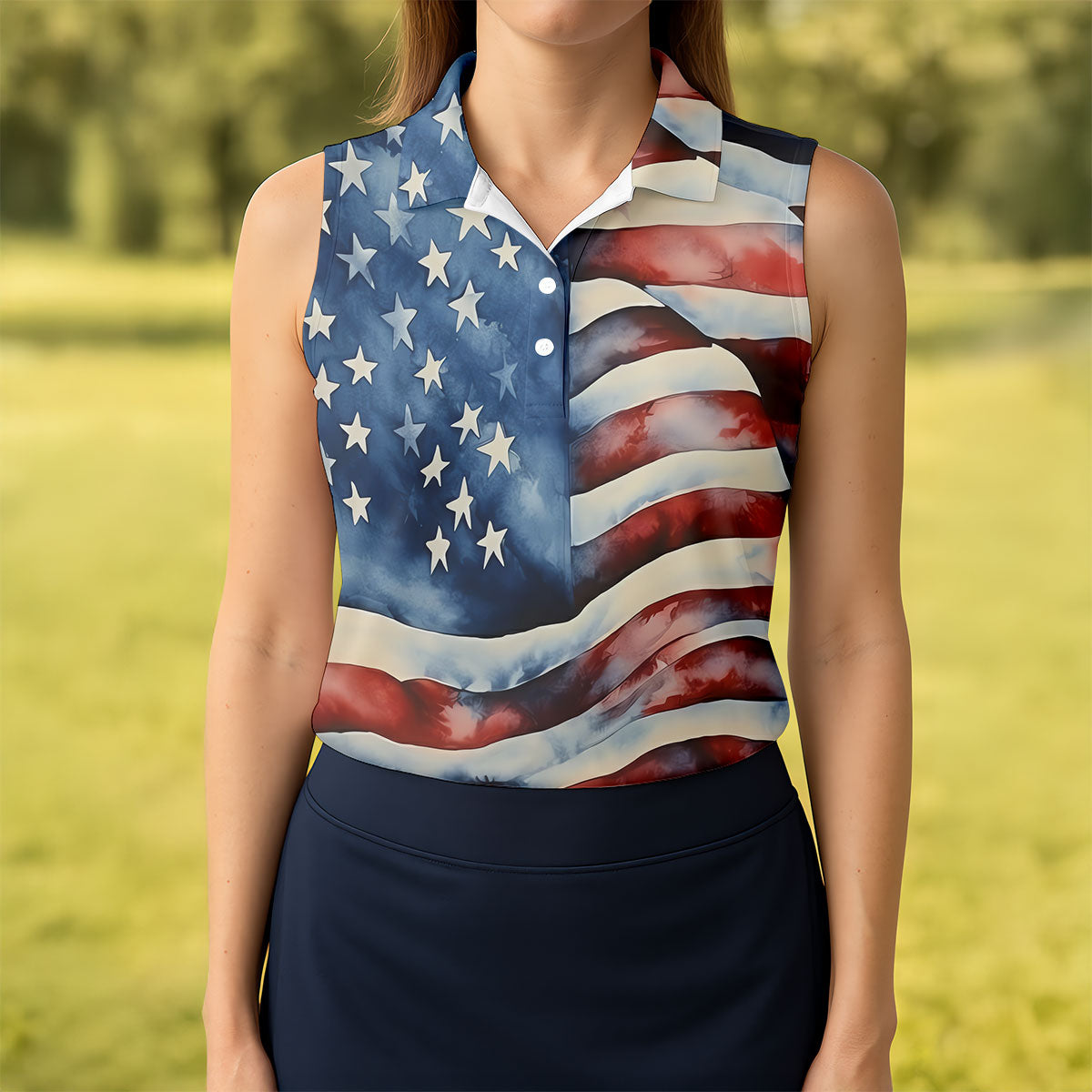 American Flag Golf Shirt, Patriotic Golf Polo Shirts, 250th Anniversary Golf Shirt For Women, Ladies Golf Polos