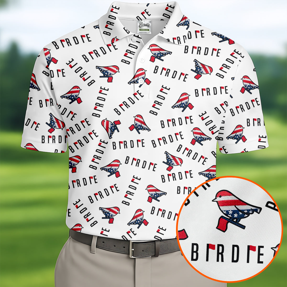 American Flag Pattern Patriotic 4th Of July Golf Tops For Men, 250th Anniversary Golf Shirts For Men