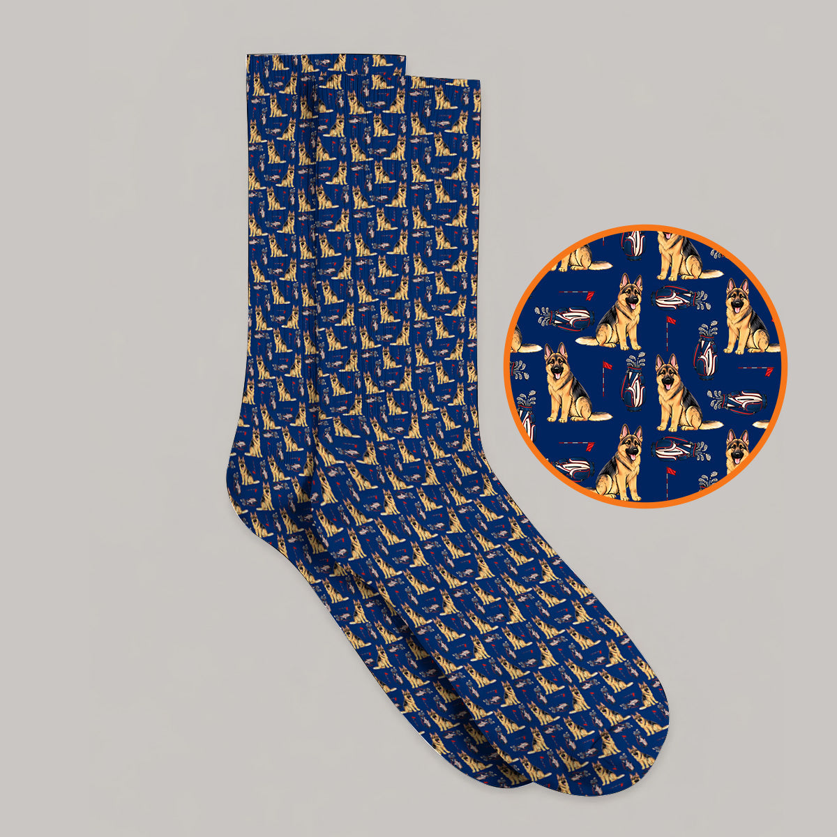 German Shepherd Golf Socks, Funny German Pattern Golf Sock, Golf Gift For Golfers