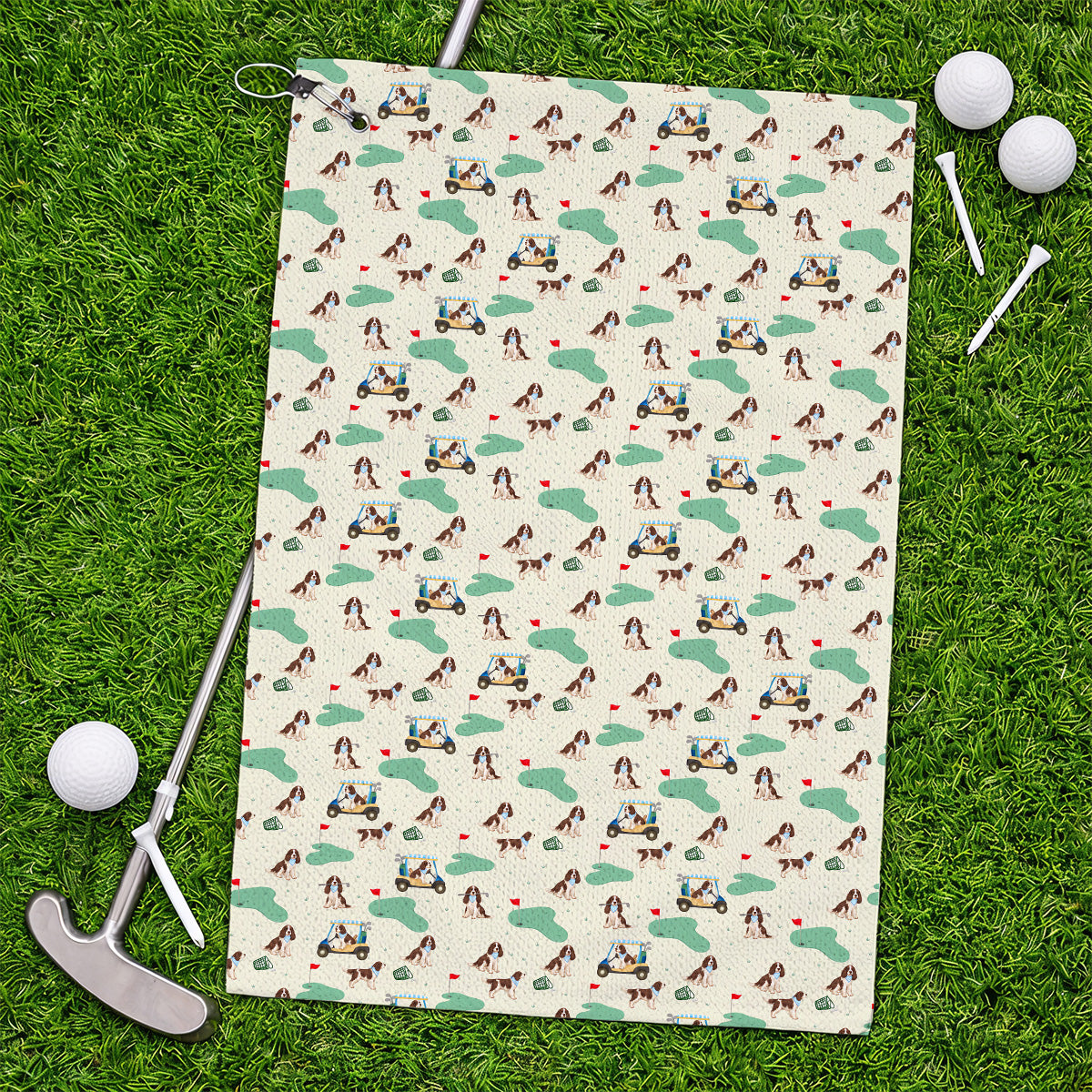 English Springer Spaniel Golf Towels, Pattern Golf Towel For Dog Lovers, Crazy Golf Gift For Golfer