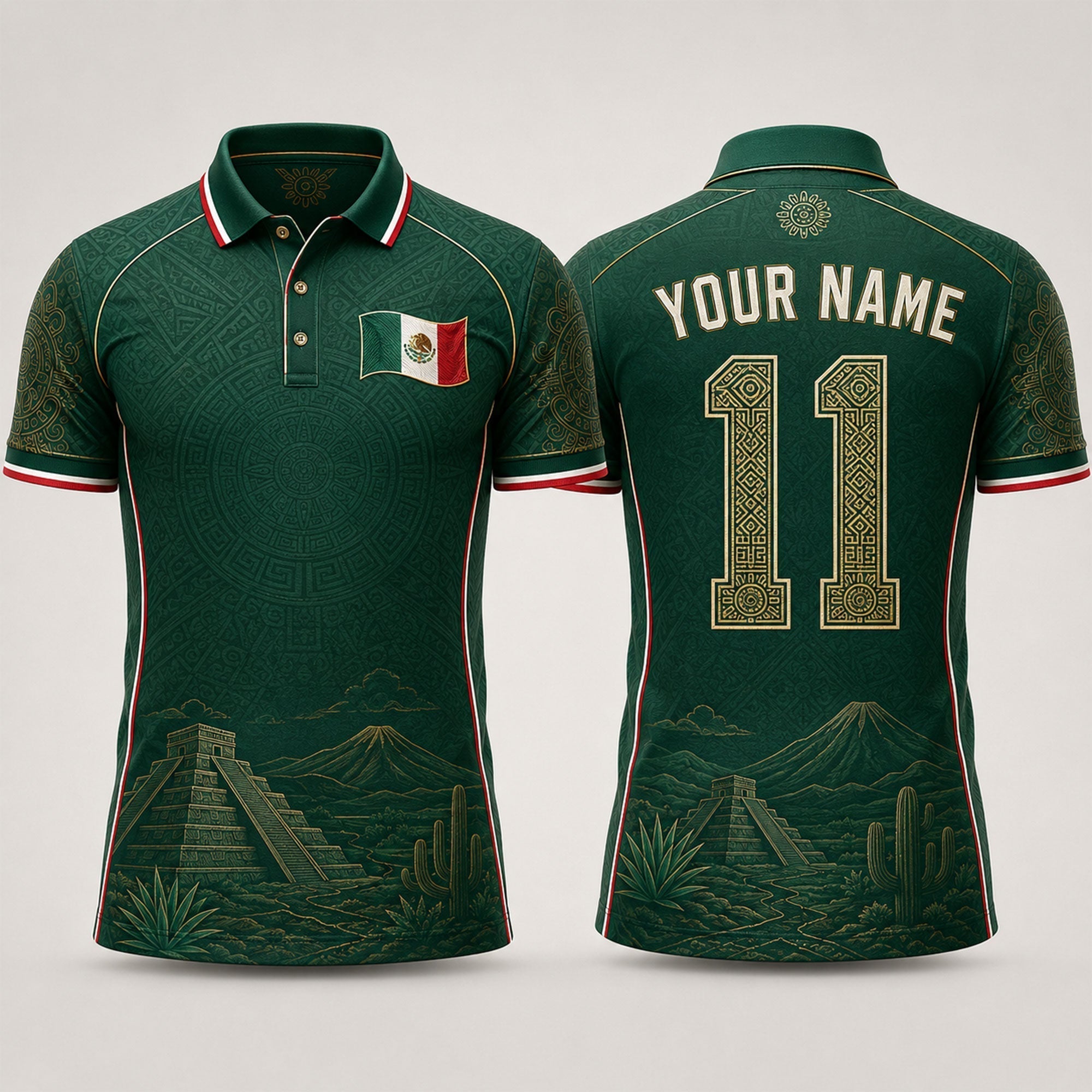 Mexican Landscape Fooball Shirt, V-NeckMen Football Lover, Mexico Team Football Gifts