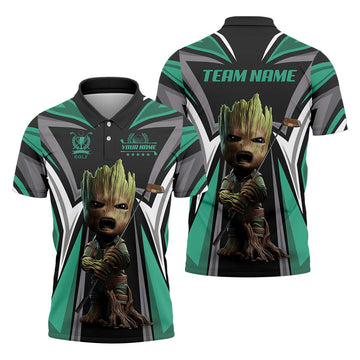 Angry BabyGroot Customize Golf Polo Shirtift For Golfers, Golf Gift Ideas