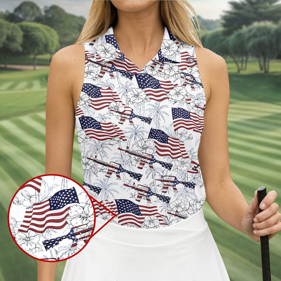 Hawaiian American Women's Golf Tops, 250th Anniversary Patriotic Golf Shirt, Ladies Golf Shirts