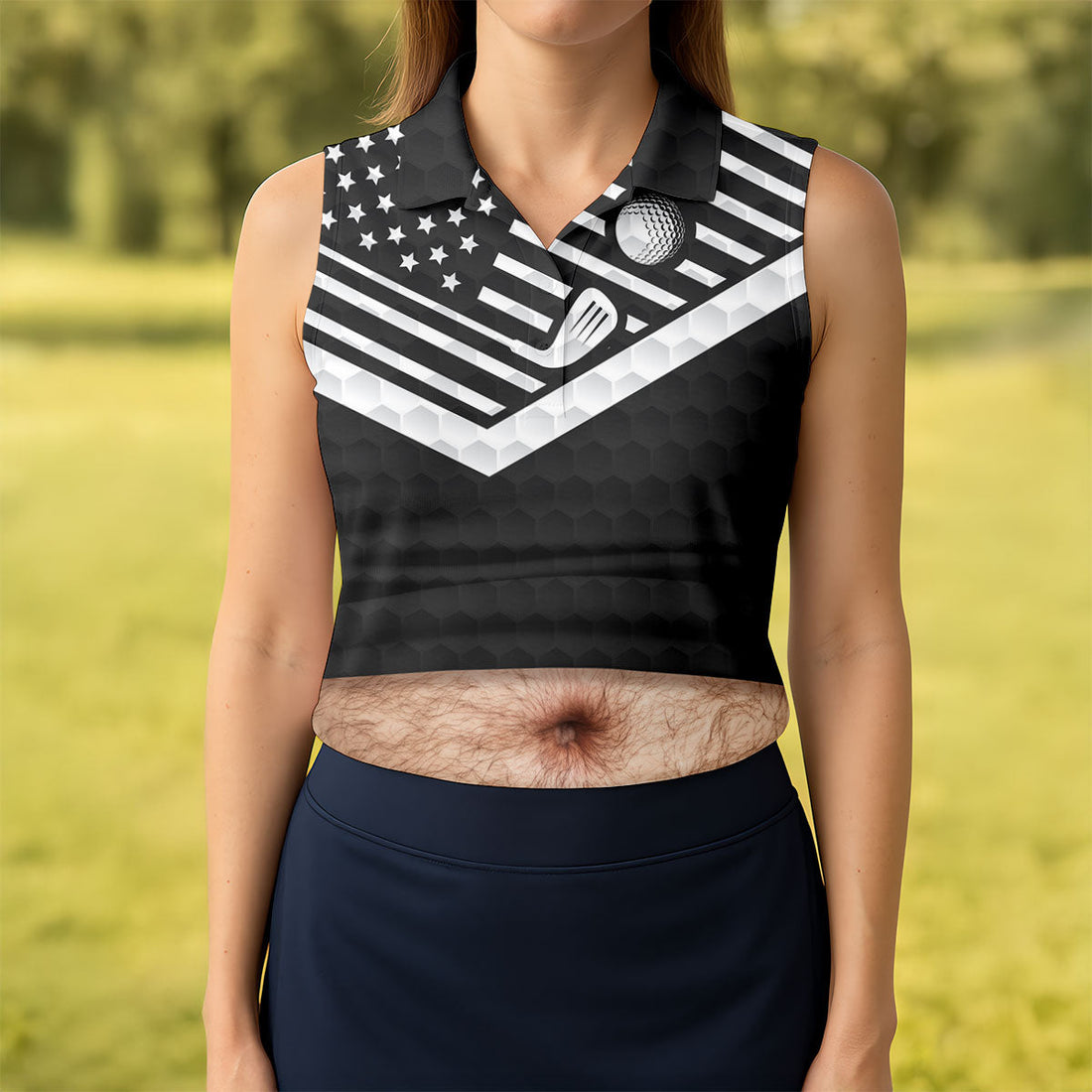 Personalized Hairy Beer Belly Golf Polo Shirt, Women's Golf Polo, Ladies Golf Top