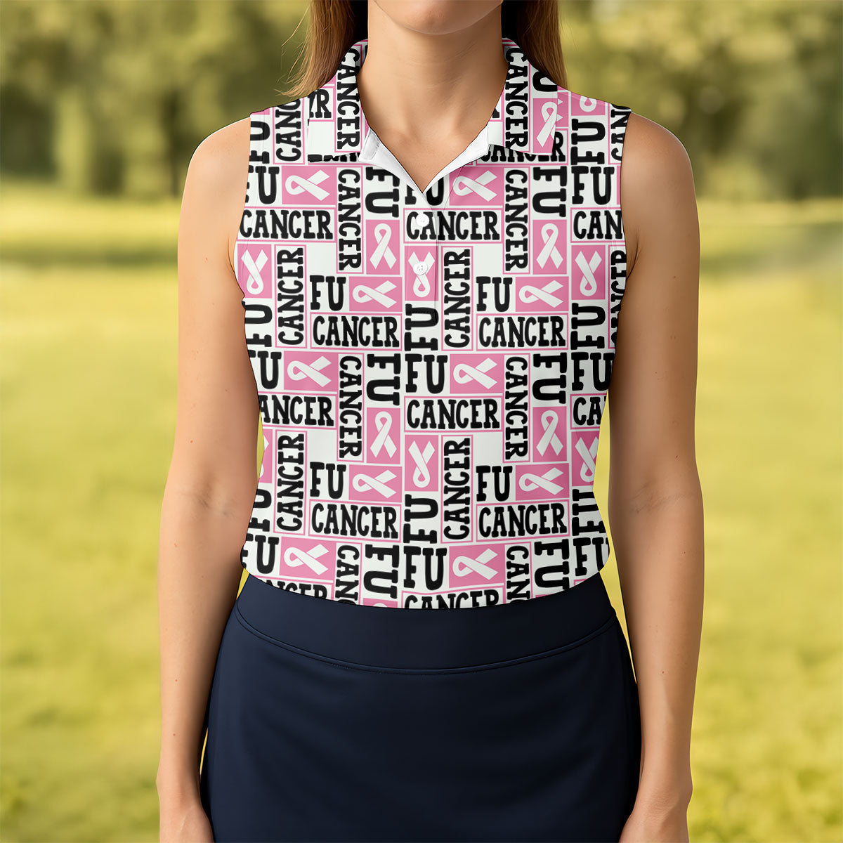Fu Cancer Funny Women Golf Shirt, Breast Cancer Awareness Shirt, Pink Golf Shirt, Golf Shirts For Women
