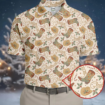 Western Christmas Golf Tops For Men, Christmas Golf Shirt, Polo ShirtFor Men, Golf Gift For Men