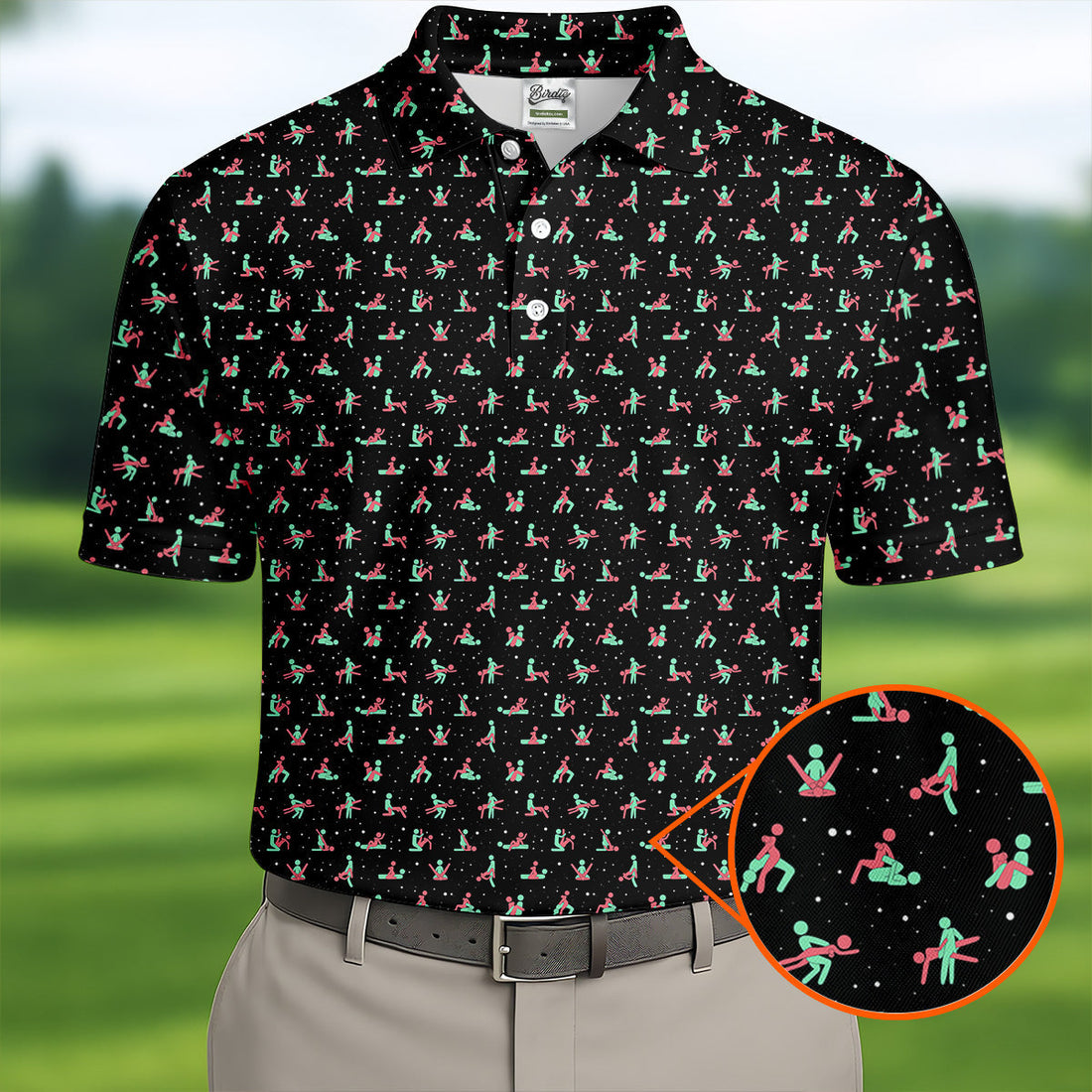 Naughty Couple Snow Pattern Christmas Golf Shirt, Fun Golf Shirts For Men, Golf Gift For Him, Polo ShirtFor Men