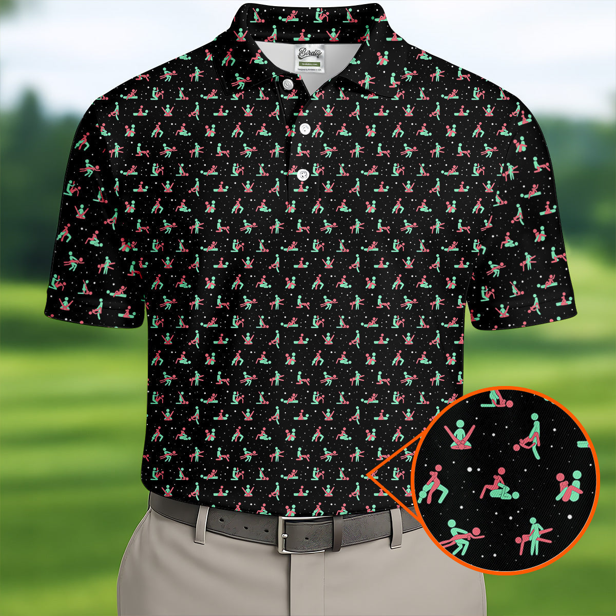 Naughty Couple Snow Pattern Christmas Golf Shirt, Fun Golf Shirts For Men, Golf Gift For Him, Polo ShirtFor Men