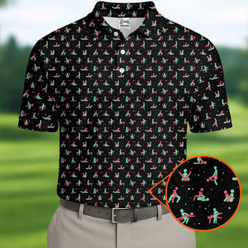 Naughty Couple Snow Pattern Christmas Golf Shirt, Fun Golf Shirts For Men, Golf Gift For Him, Polo ShirtFor Men