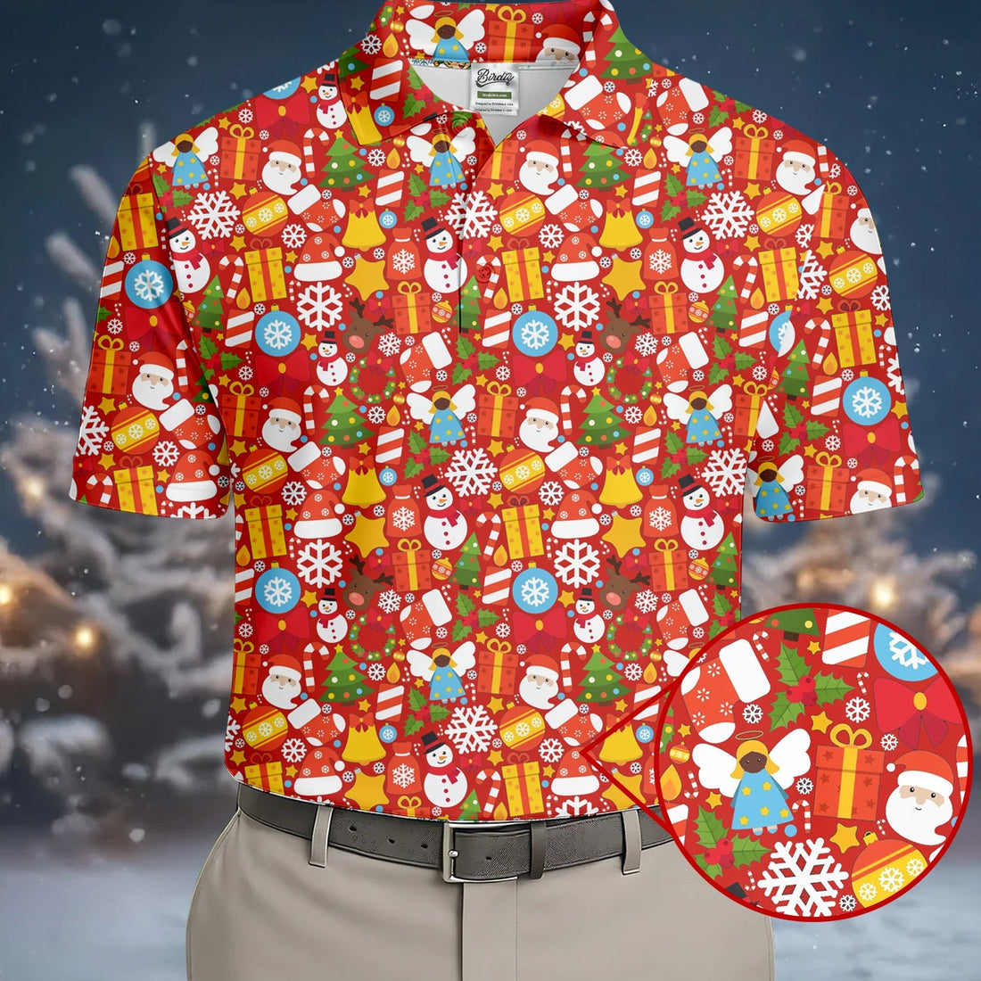 Festive Christmas Red Golf Shirt, Christmas Golf Shirt, Polo ShirtFor Men, Golf Gift For Men, Golfing Apparel