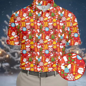 Festive Christmas Red Golf Shirt, Christmas Golf Shirt, Polo ShirtFor Men, Golf Gift For Men, Golfing Apparel