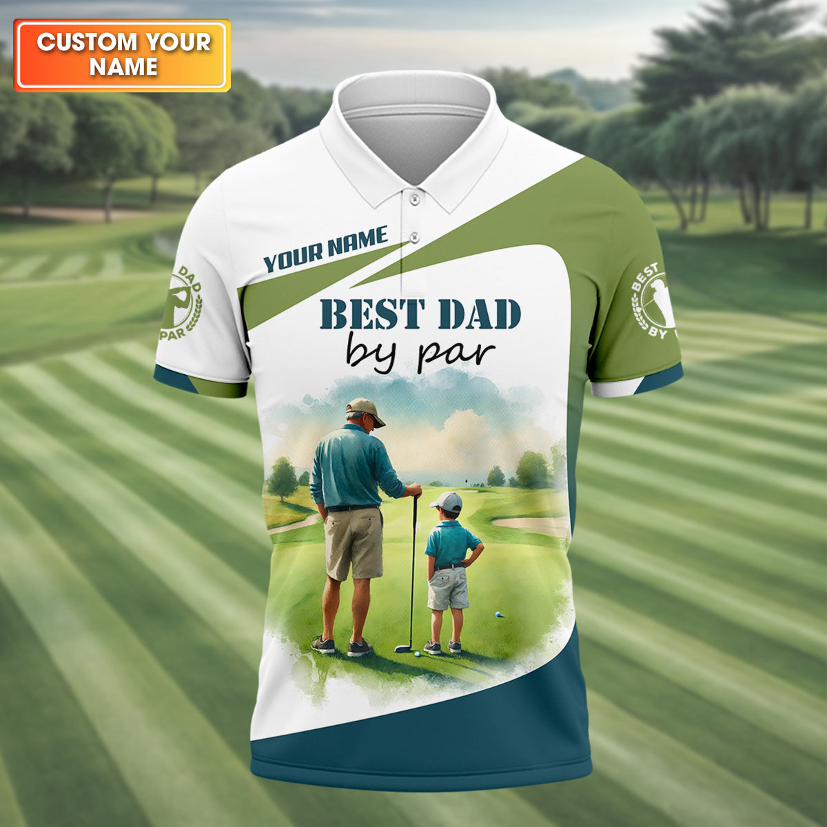 Custom Best Dad By Par Golf Polo ShirtFather And Son Shirt, Gift For Golfers