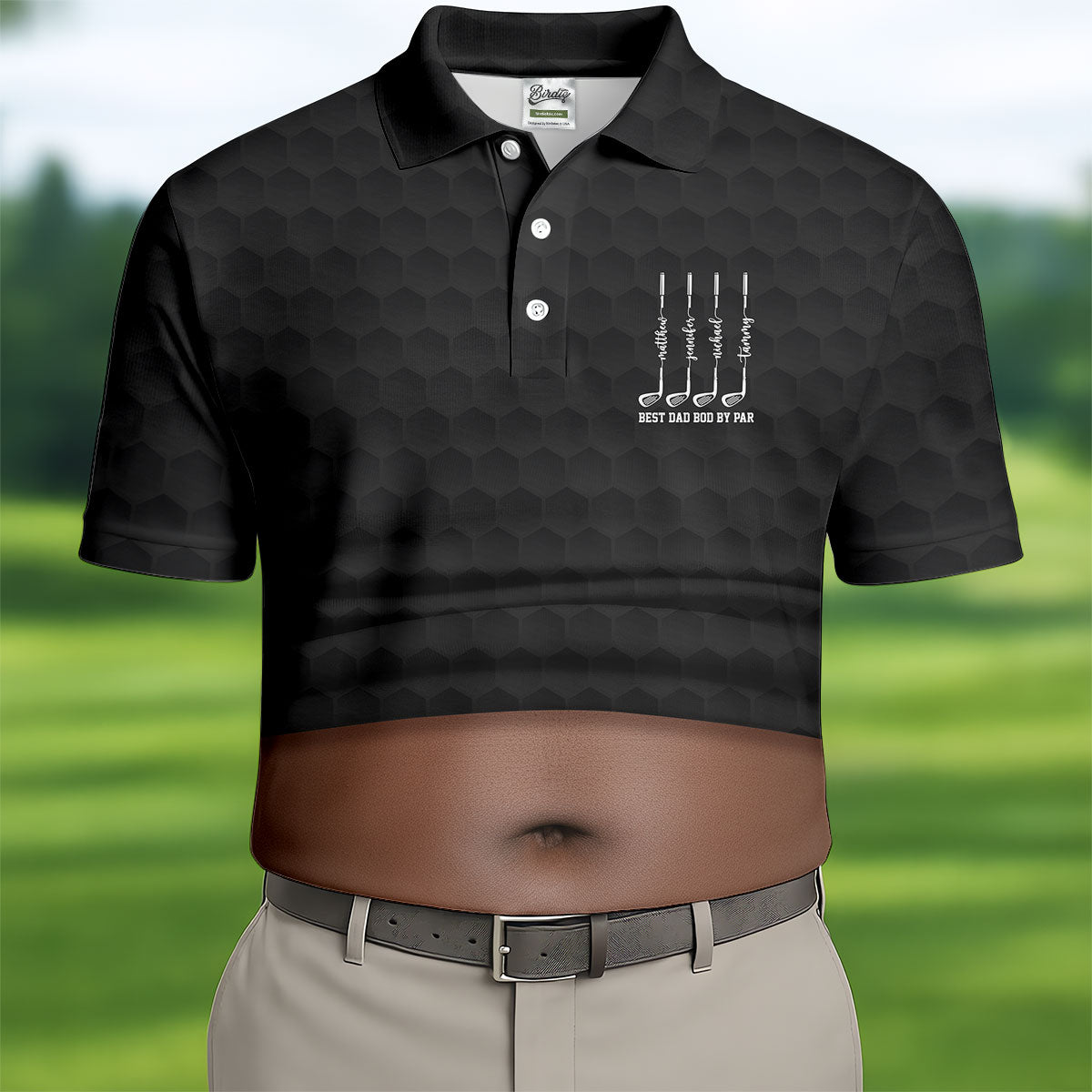 Best Dad Bod By Par Black Men's Funny Golf Polo Shirtr's Day Golf Shirt, Golf Gift For Dad