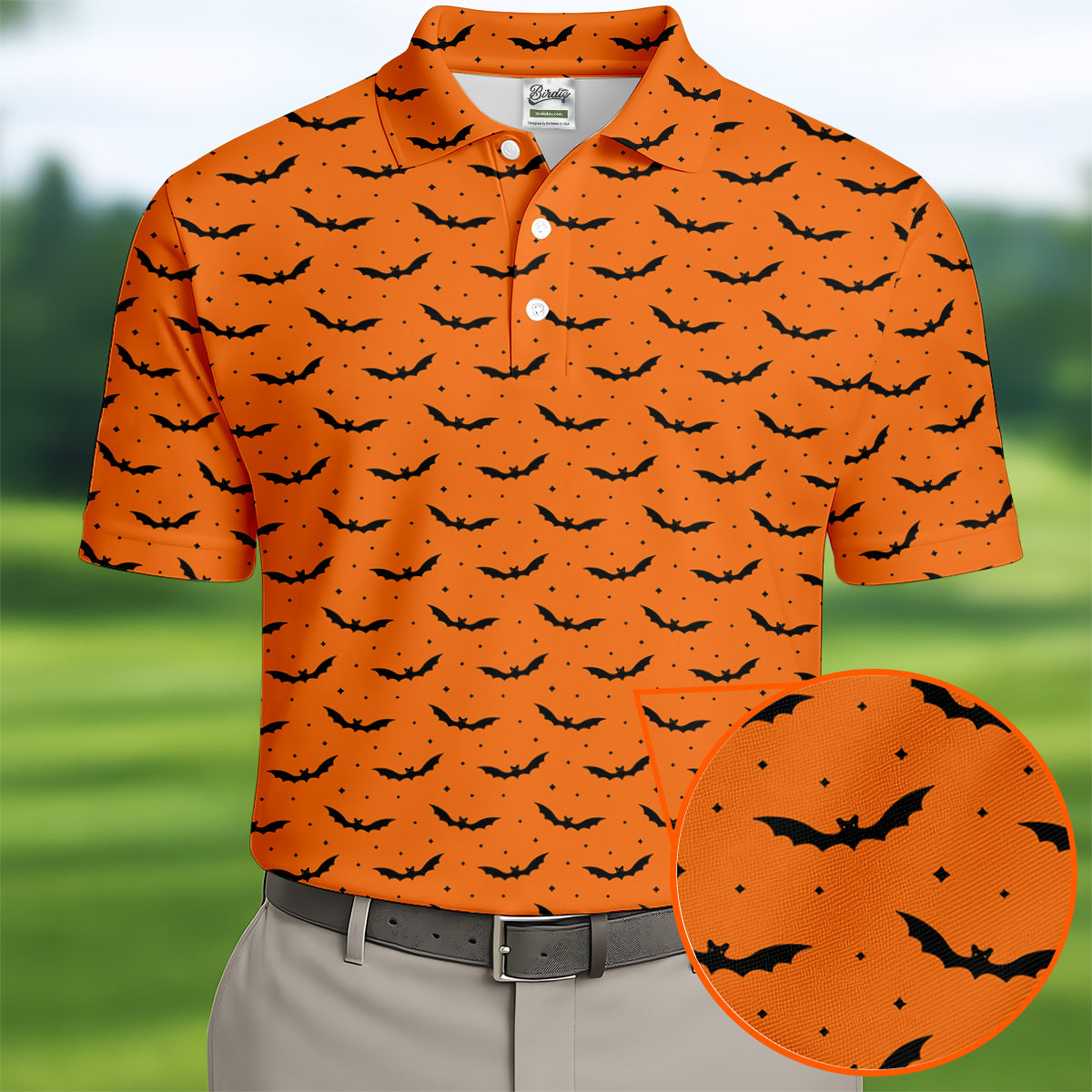 Spooky Bats Orange Halloween Golf Shirt, Polo ShirtFor Men, Golf Gift For Men, Golfing Apparel