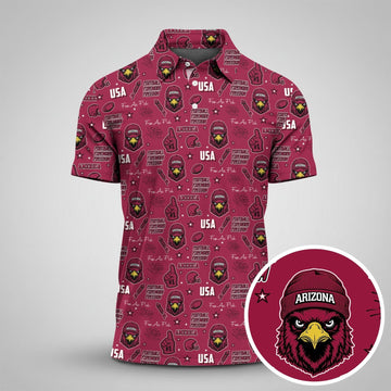 Red Cardinal Black White Yellow Sport Polo, American Football League Gift Ideas For Football Fans