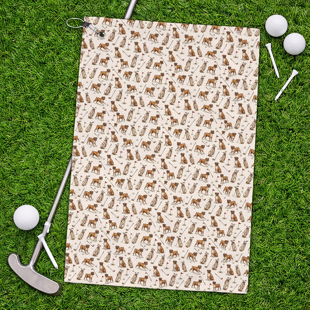 Boxer Autumn Golf Towel, Boxer Pattern Golf Towels for Dog Lovers, Crazy Golf Gift for Golfers
