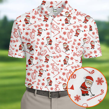 Ho Ho Ho Merry Christmas Funny Print Christmas Golf Shirt, Golf Shirts For Men, Golf Gift For Men