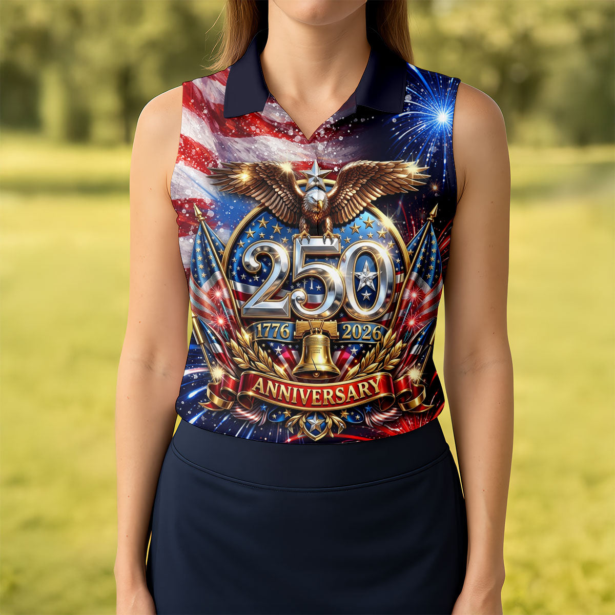 America Bald Eagle Red White Blue Patriotic Celebration 4th Of July Golf Shirt, 250 Years Golf Shirt For Women