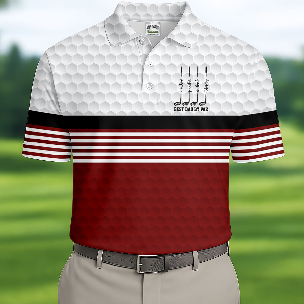 Best Dad By Par Golf Ball Pattern Father's Day Golf Shirt, Golf Gift For Dad, Polo Shirtor Men