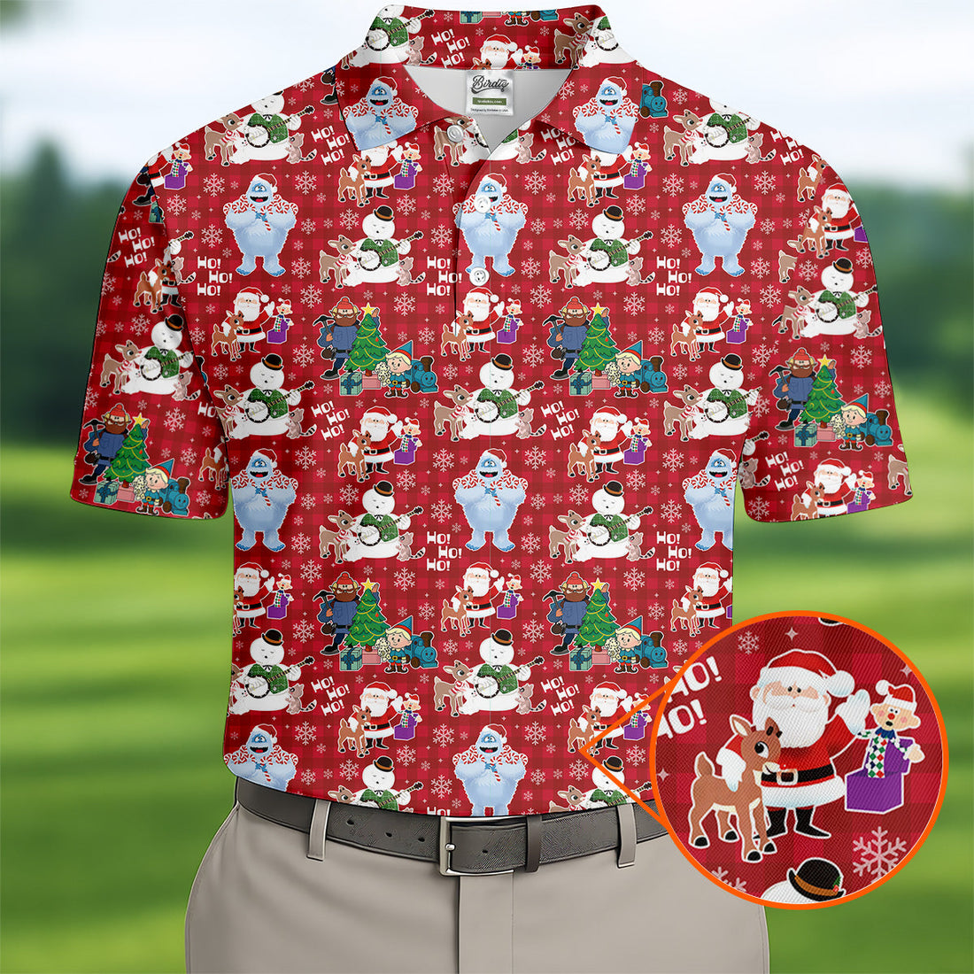 Ho Ho Ho Santa Snowman Men's Golf Polo Shirt Christmas Golf Shirt, Polo ShirtFor Men
