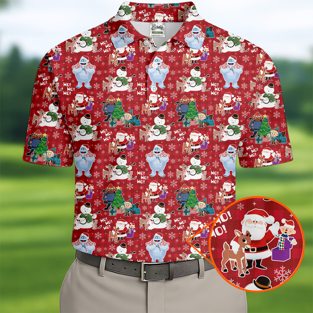 Ho Ho Ho Santa Snowman Men's Golf Polo Shirt Christmas Golf Shirt, Polo ShirtFor Men