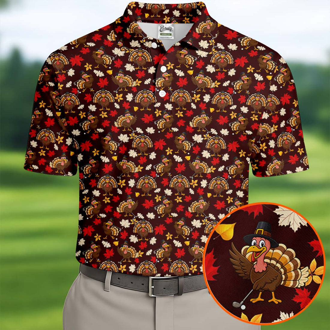 Funny Thanksgiving Turkey Golf Pose Golf Tops For Men, Polo Shirtor Men, Golf Gift For Men