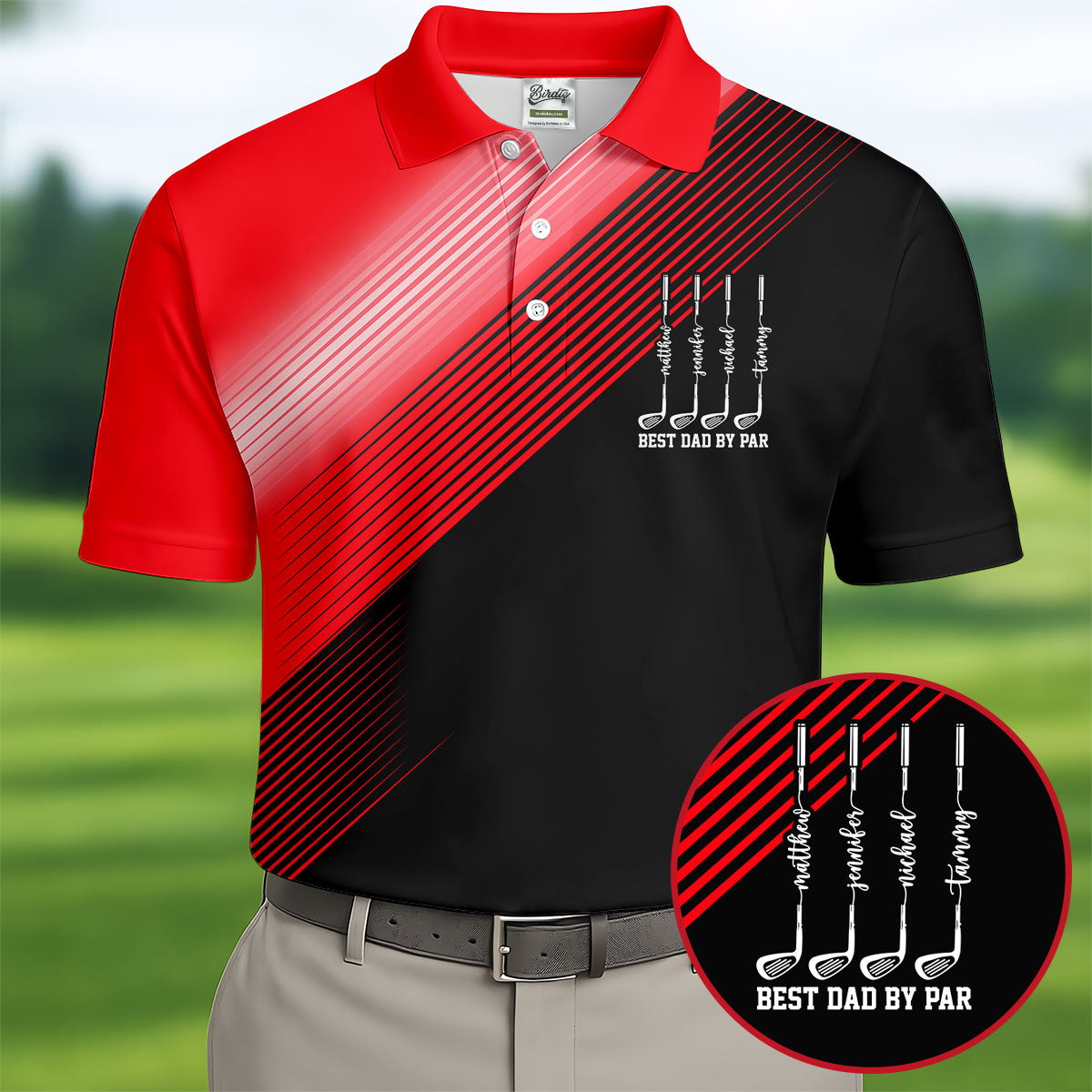Best Dad By Par Diagonal Striped Father's Day Golf Shirt, Golf Gift For Dad, Polo Shirtor Men