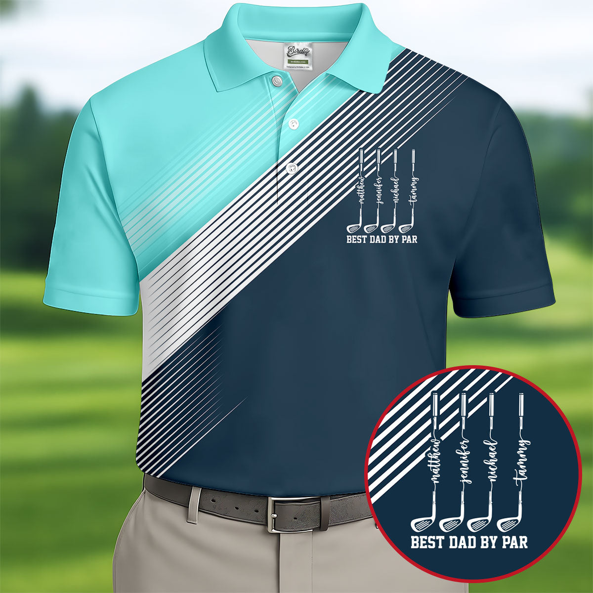 Best Dad By Par Diagonal Striped Father's Day Golf Shirt, Golf Gift For Dad, Polo Shirtor Men