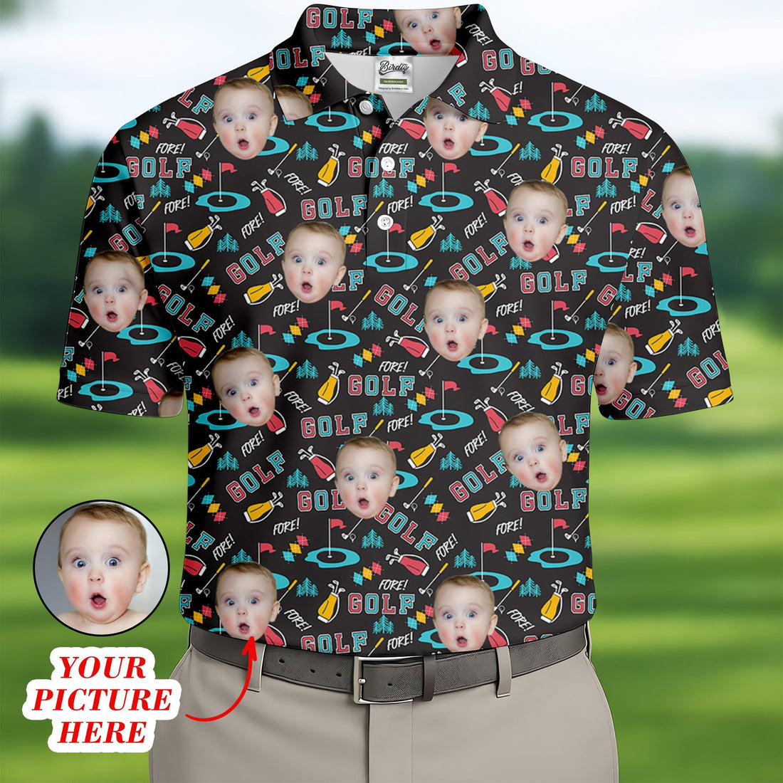 Custom Shirts With Faces, Funny Golf Polo ShirtGifts For The Golfing Dad, Golf Gift For Dad