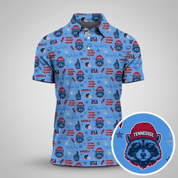 Raccoon Titans Blue Titans Red Sport Polo, American Football League Gift Ideas For Football Fans