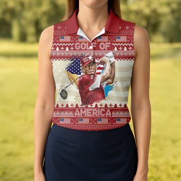Trump Golf Of America Christmas Golf Shirt Ladies Pink Golf Shirt, Womens Golf Polo Shirt Womens Golf Tops