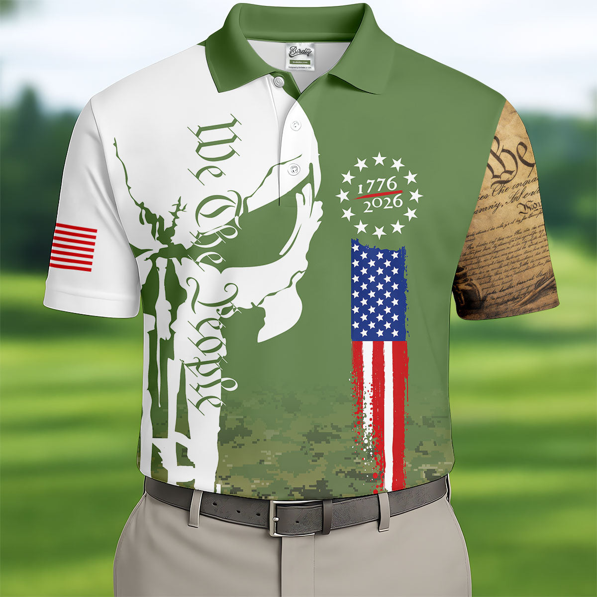 American Bill Of Rights Father's Day Camo Golf Shirt, 250 Years 4th Of July Polo Shirt Men