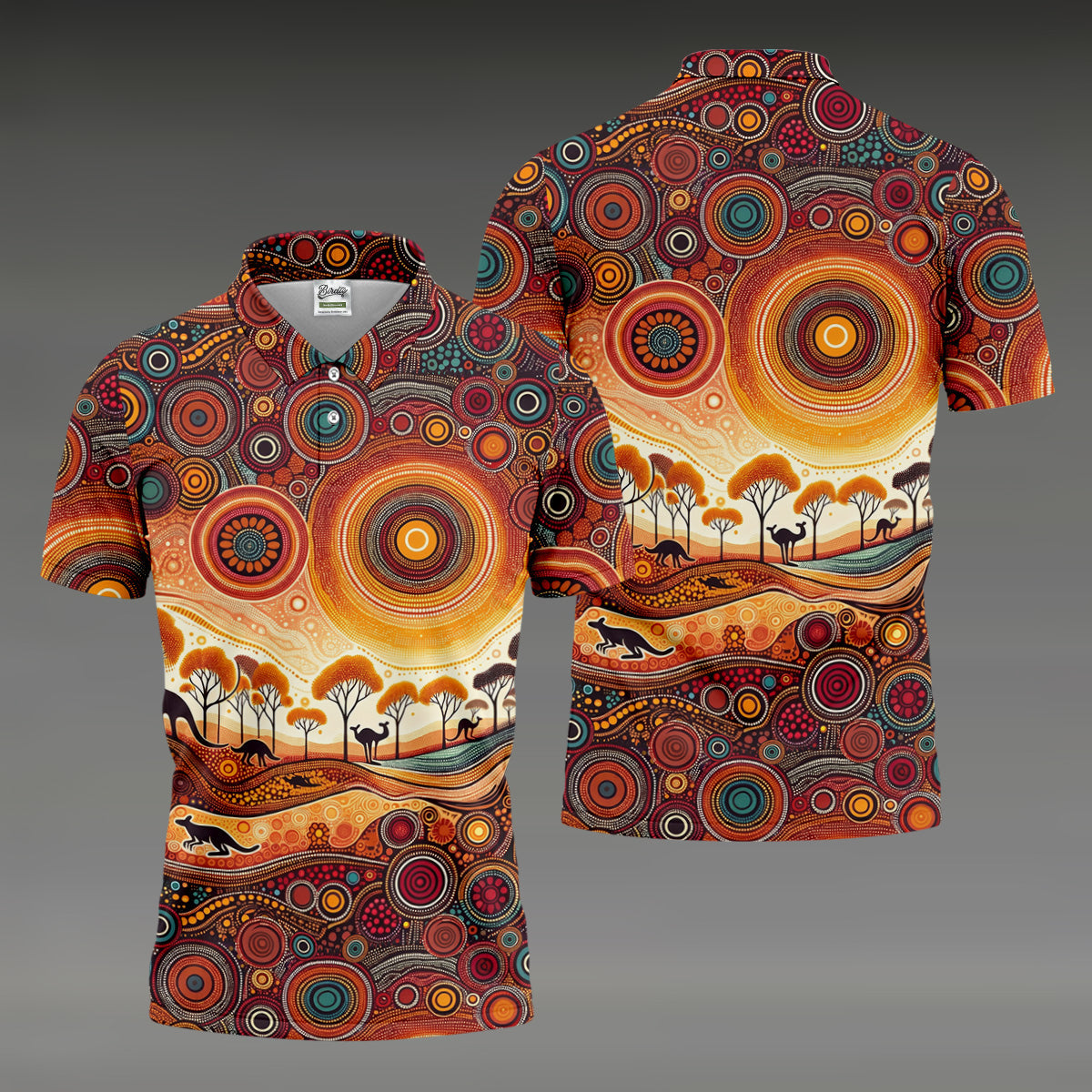 Australian Aboriginal Colourful Art Golf Tops For Men, Australia Kangaroo Polo Shirtor Men