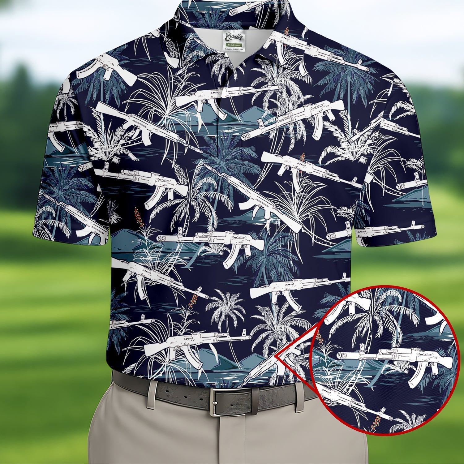 Dark Blue Color Army Theme Hawaiian Golf Polo, Golf Shirts For Men, Polo ShirtFor Men